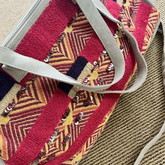 NWOT Free People First Class Suede Embellished Weekender in Primrose Bag - Picture 6 of 12